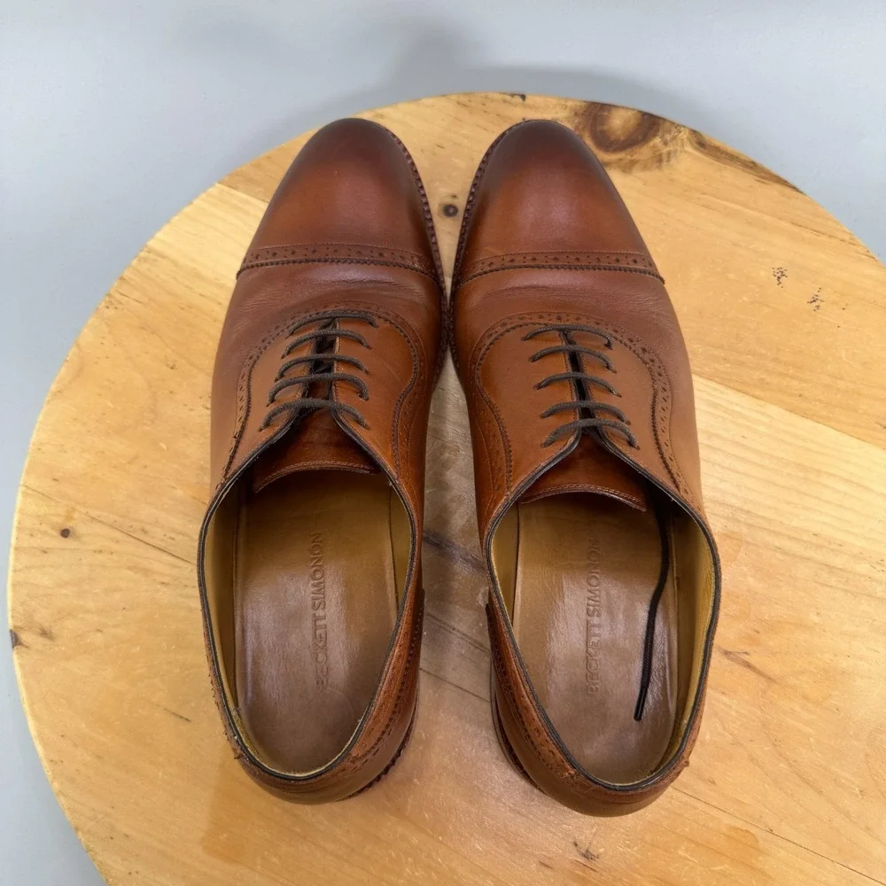 Beckett Simonon Durant Oxfords Mens Size 11 Dress Shoes Brown Leather Cap Toe